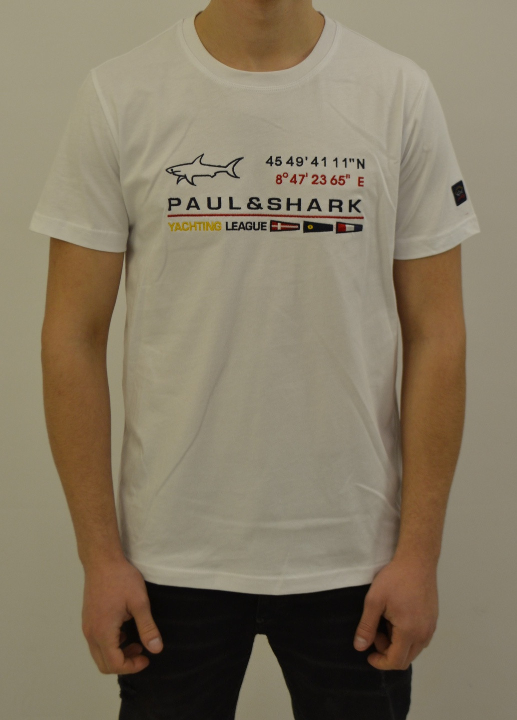 Белая футболка мужская embroidered flag t-shirt Paul & Shark