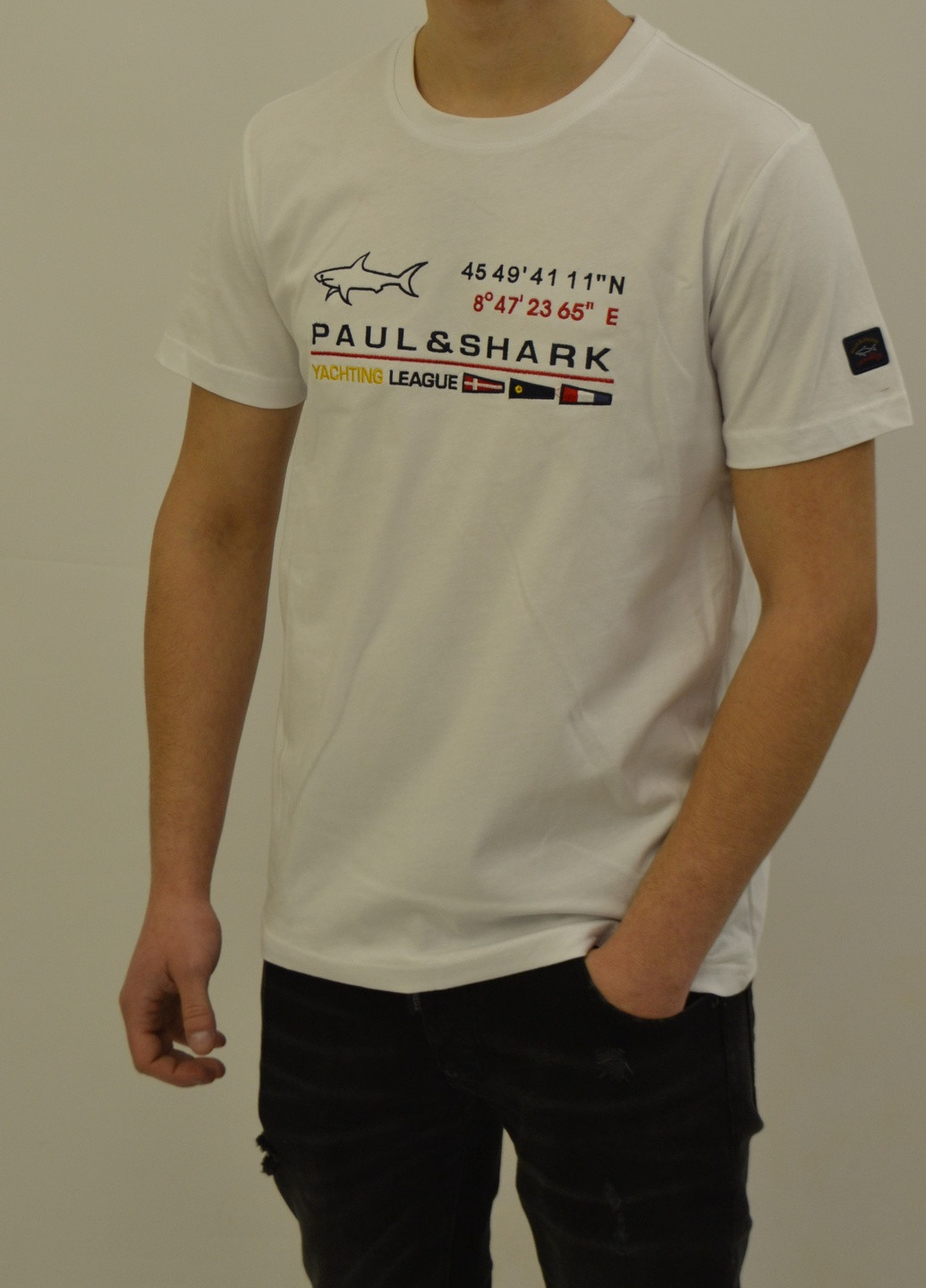Біла футболка чоловіча embroidered flag t-shirt Paul & Shark
