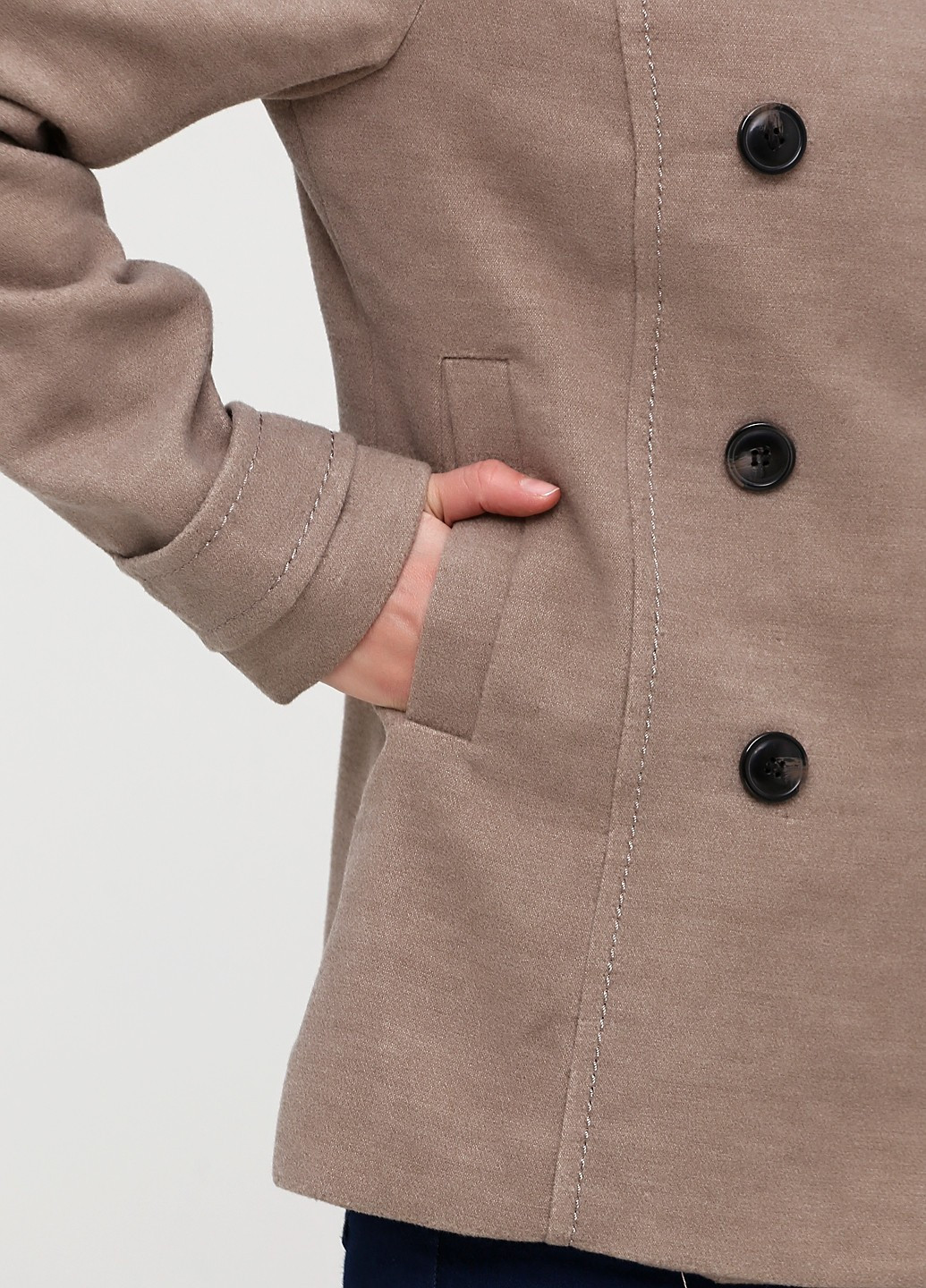 Бежевое Кэжуал полупальто двубортное H&M меланж