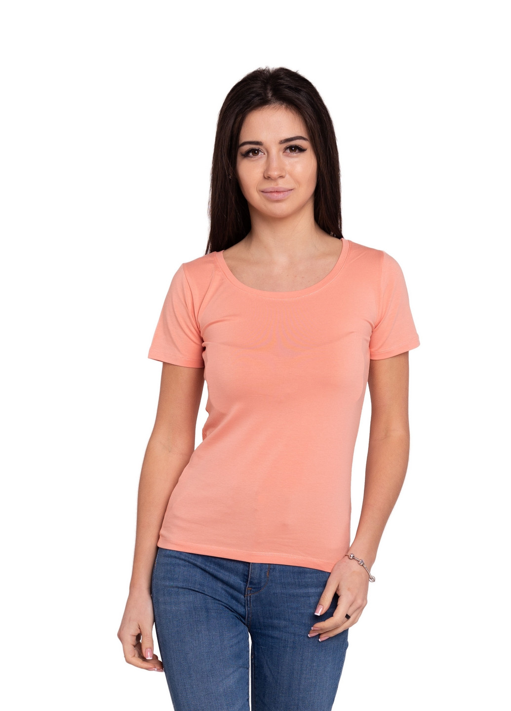 Персиковая всесезон футболка женская Наталюкс 41-2347