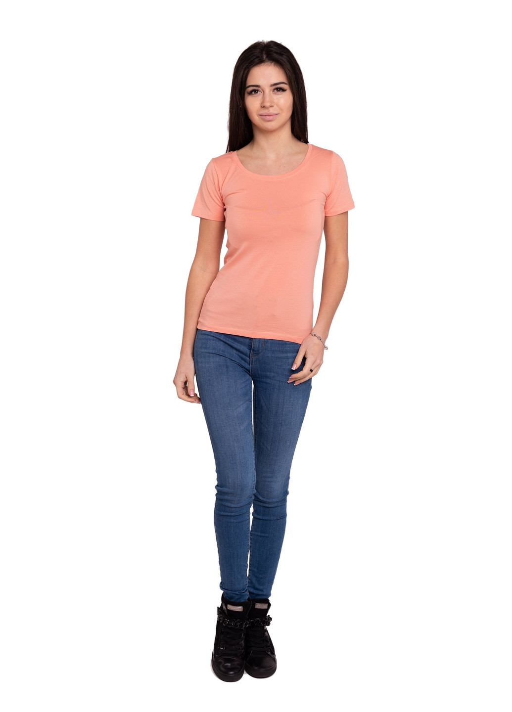 Персиковая всесезон футболка женская Наталюкс 41-2347