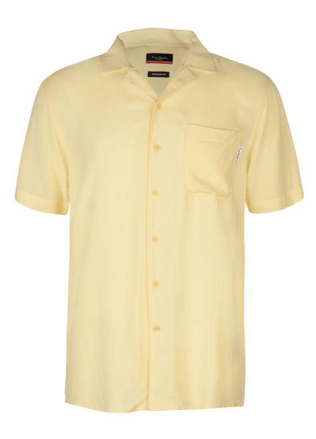 Светло-желтая кэжуал рубашка однотонная Pierre Cardin с коротким рукавом