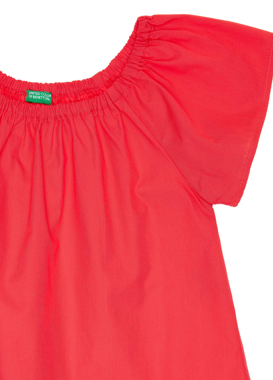 Коралловая однотонная блузка с коротким рукавом United Colors of Benetton летняя