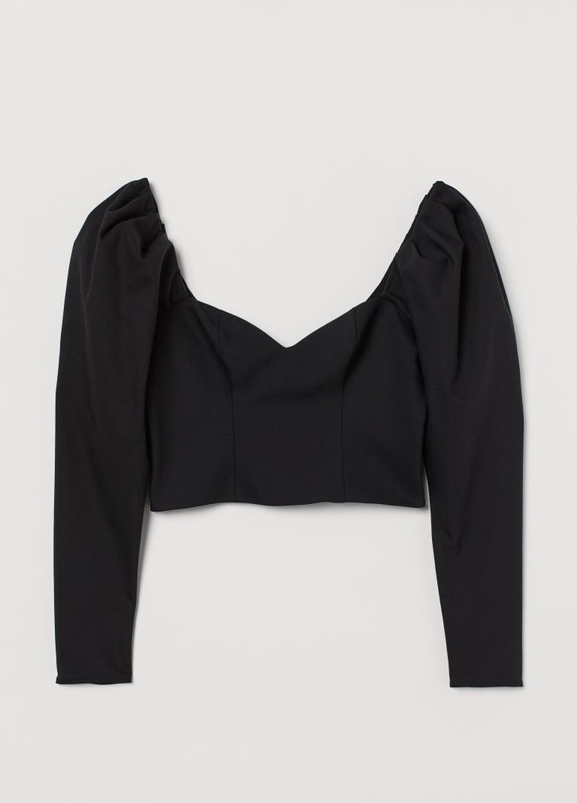 Чорна літня блузка з вирізом сердечком H&M