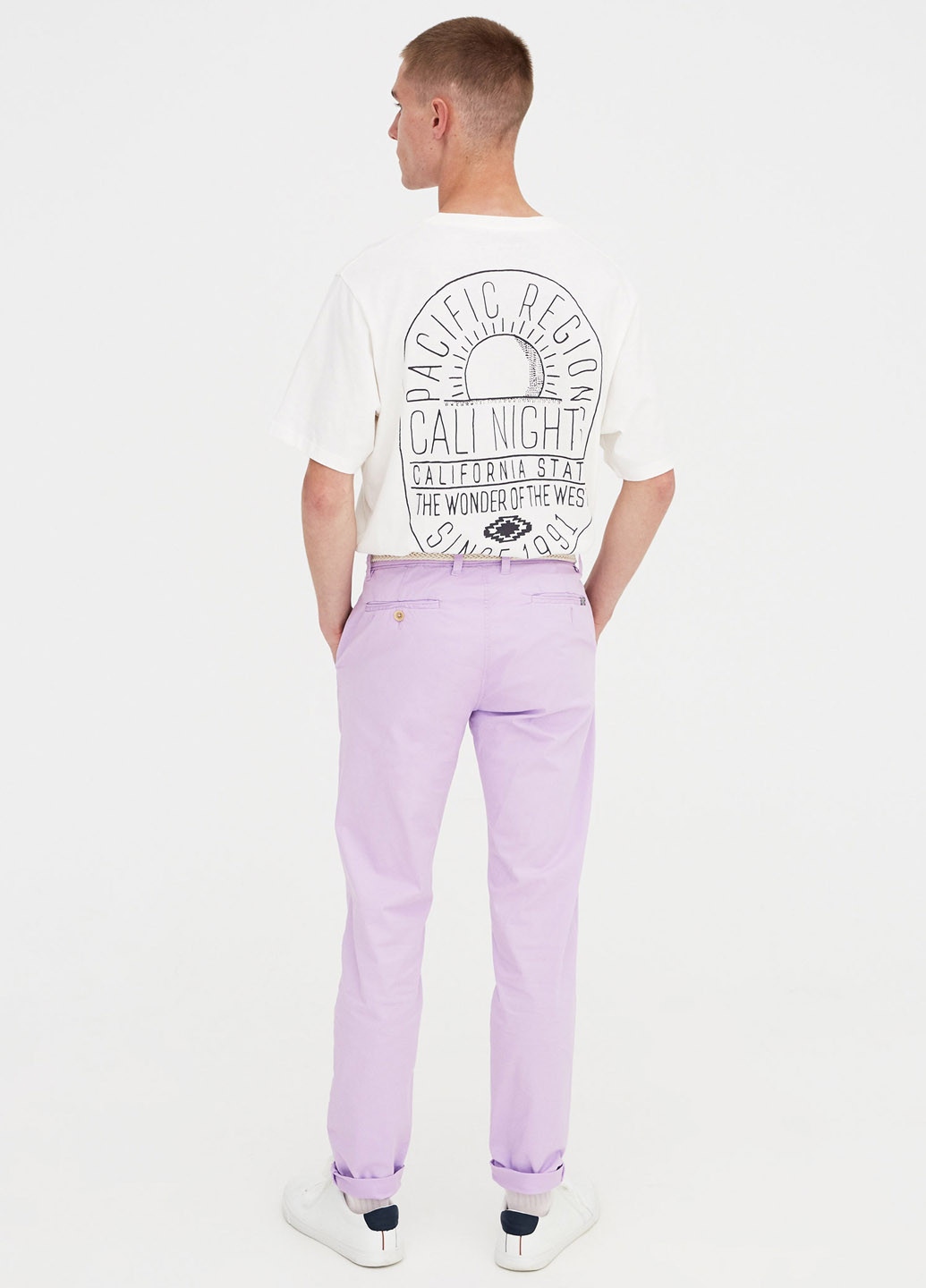 Фиолетовые кэжуал демисезонные зауженные брюки Pull & Bear