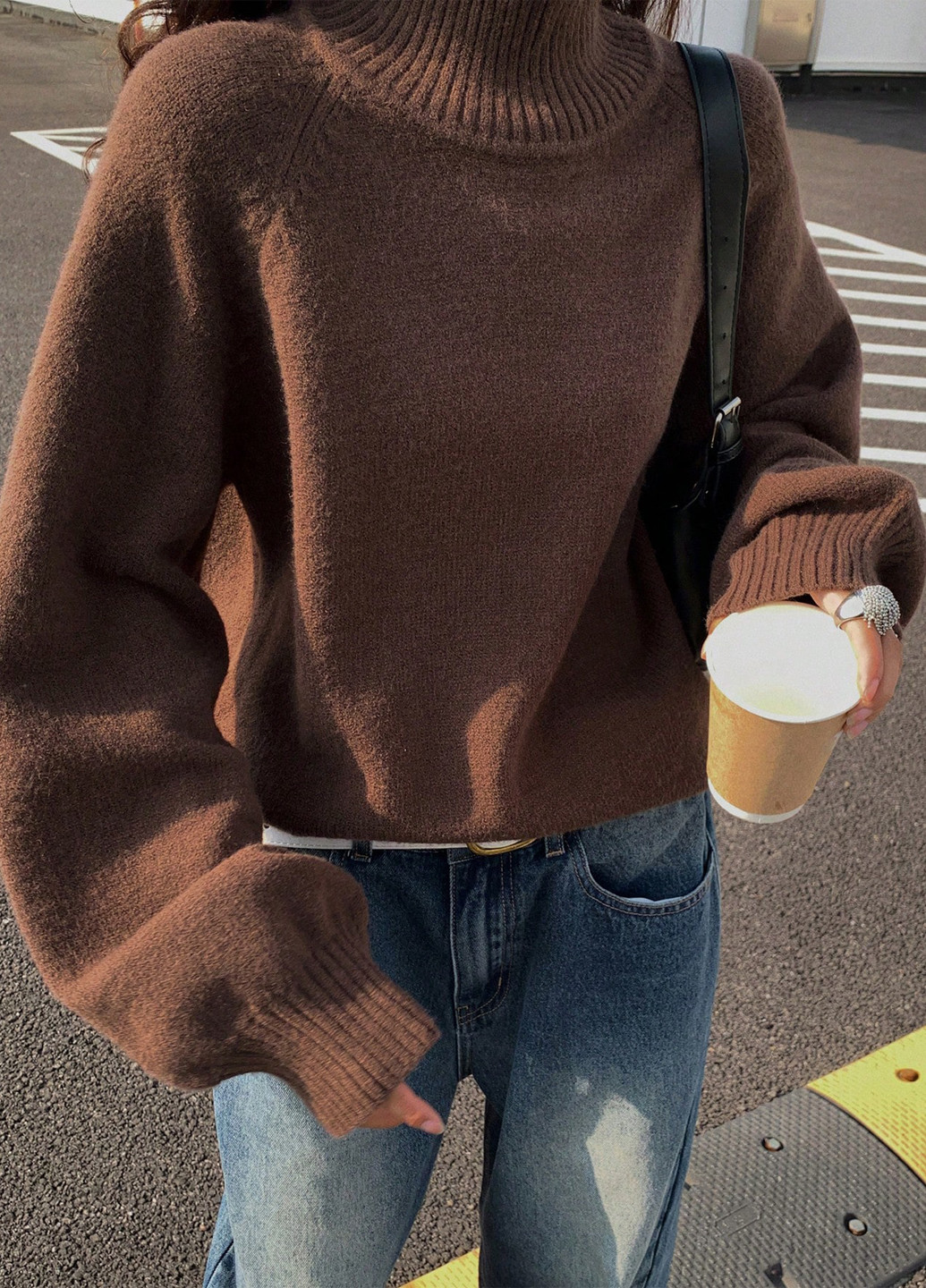 Коричневий зимовий светр SHEIN
