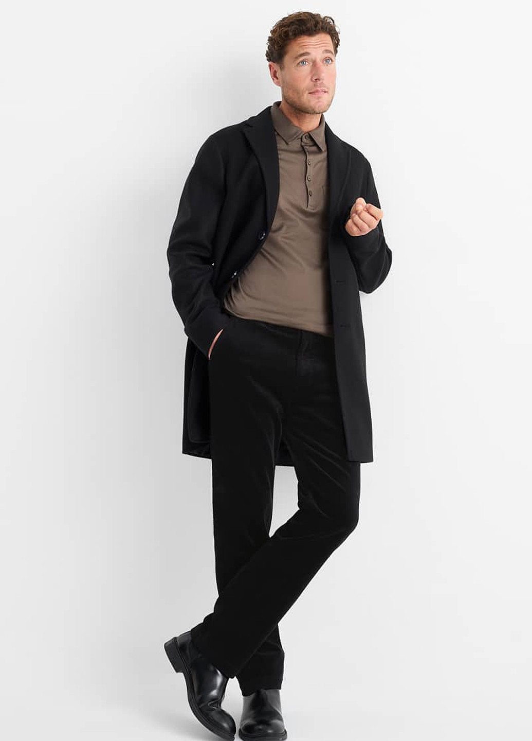 Черные кэжуал демисезонные прямые брюки C&A