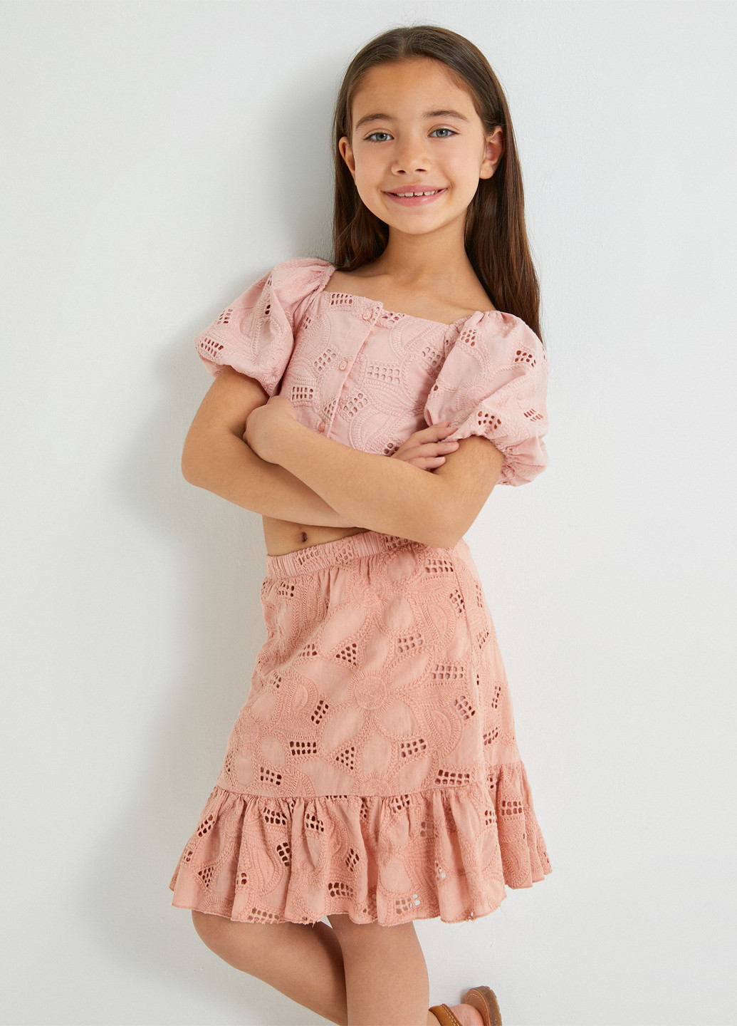 Персиковая кэжуал однотонная юбка KOTON а-силуэта (трапеция)