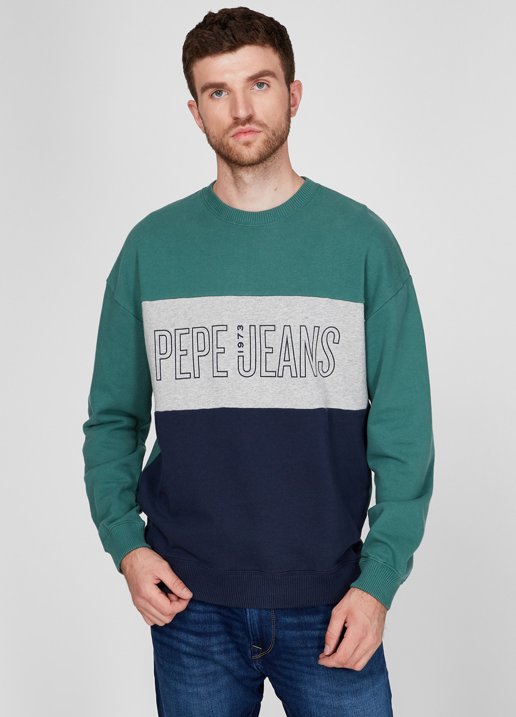 Світшот Pepe Jeans - Прямий крій напис зелений кежуал бавовна - (202649216)