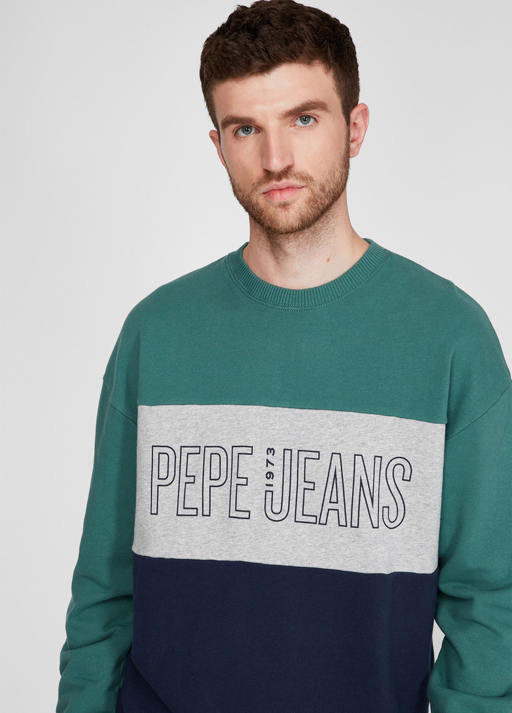 Світшот Pepe Jeans - Прямий крій напис зелений кежуал бавовна - (202649216)
