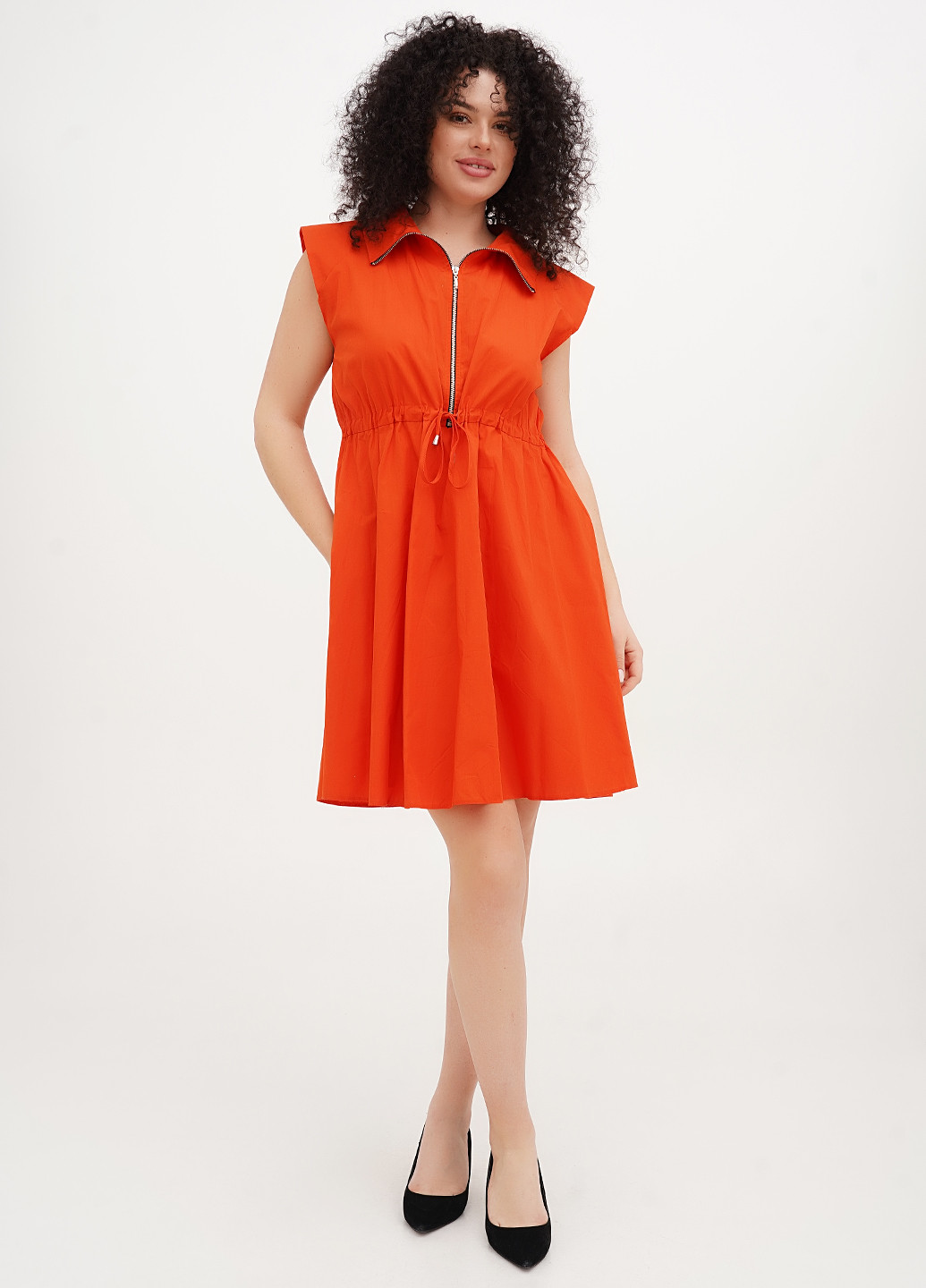 Оранжевое кэжуал платье клеш Vicolo однотонное