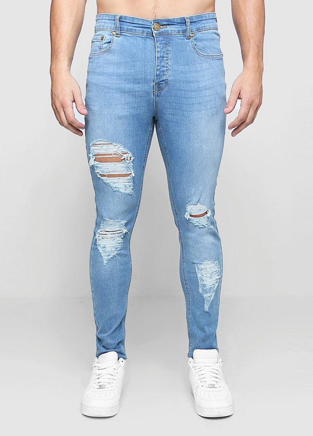 Джинси Boohoo однотонні блакитні джинсові