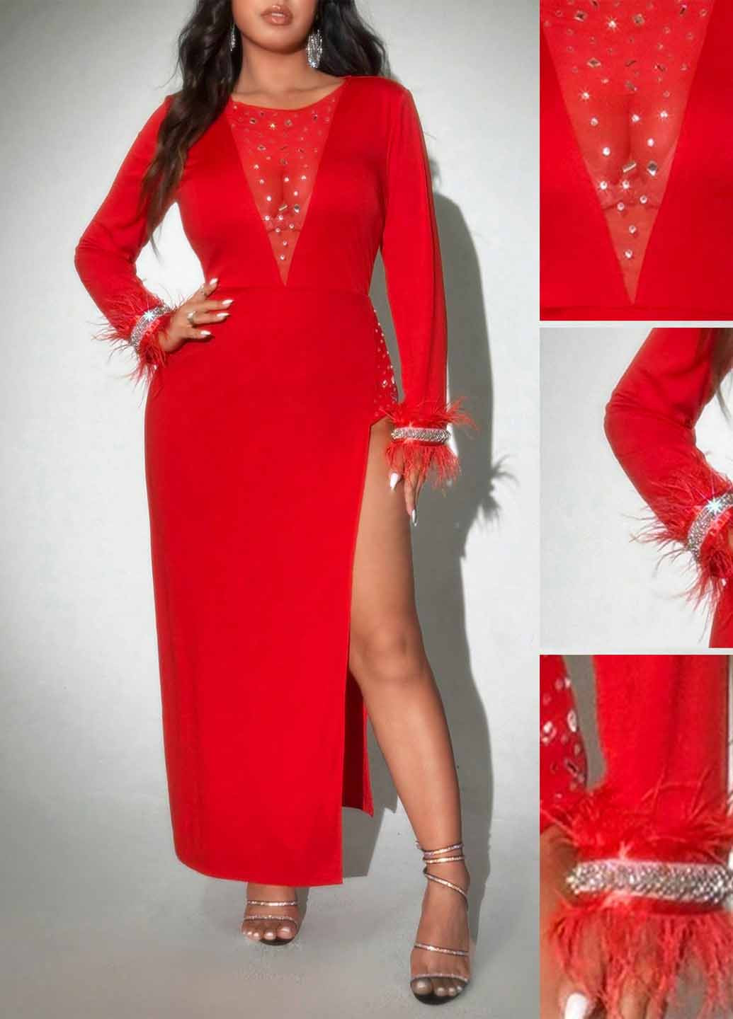 Червона вечірня сукня силуетна SHEIN однотонна