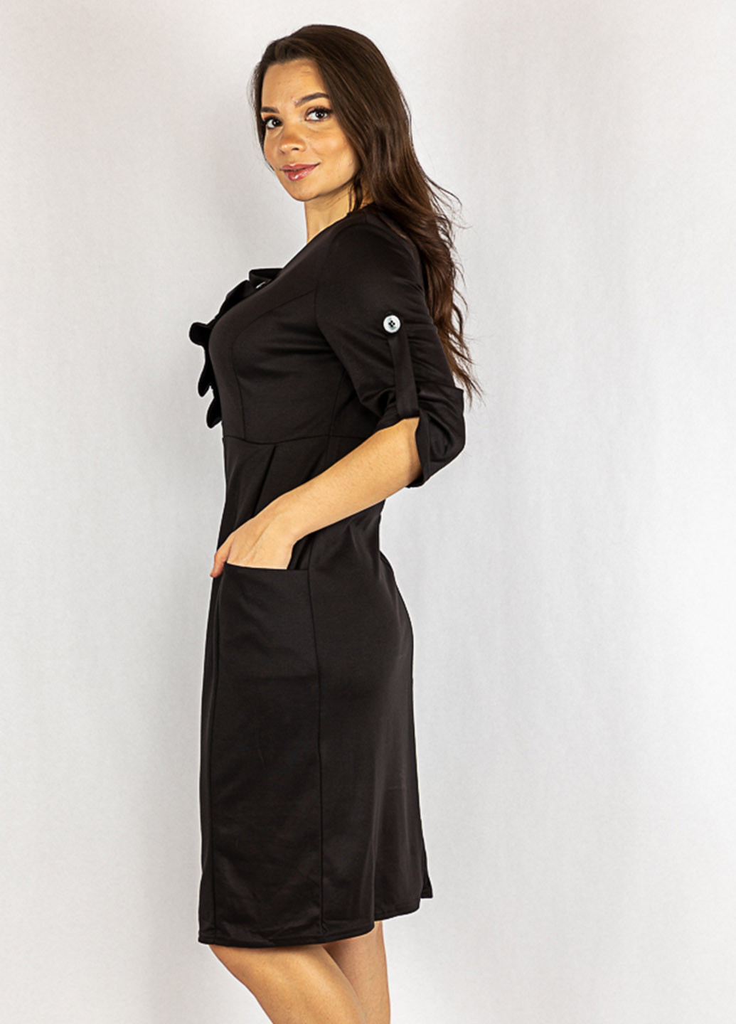 Черное кэжуал платье Time of Style однотонное