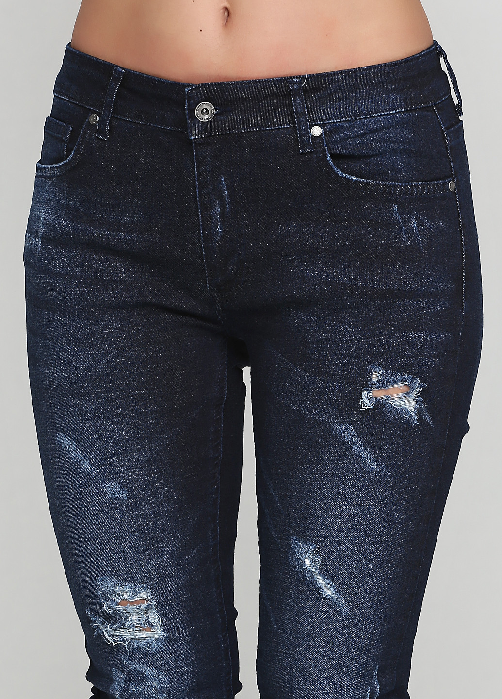 Темно-синие демисезонные зауженные джинсы Trendyol
