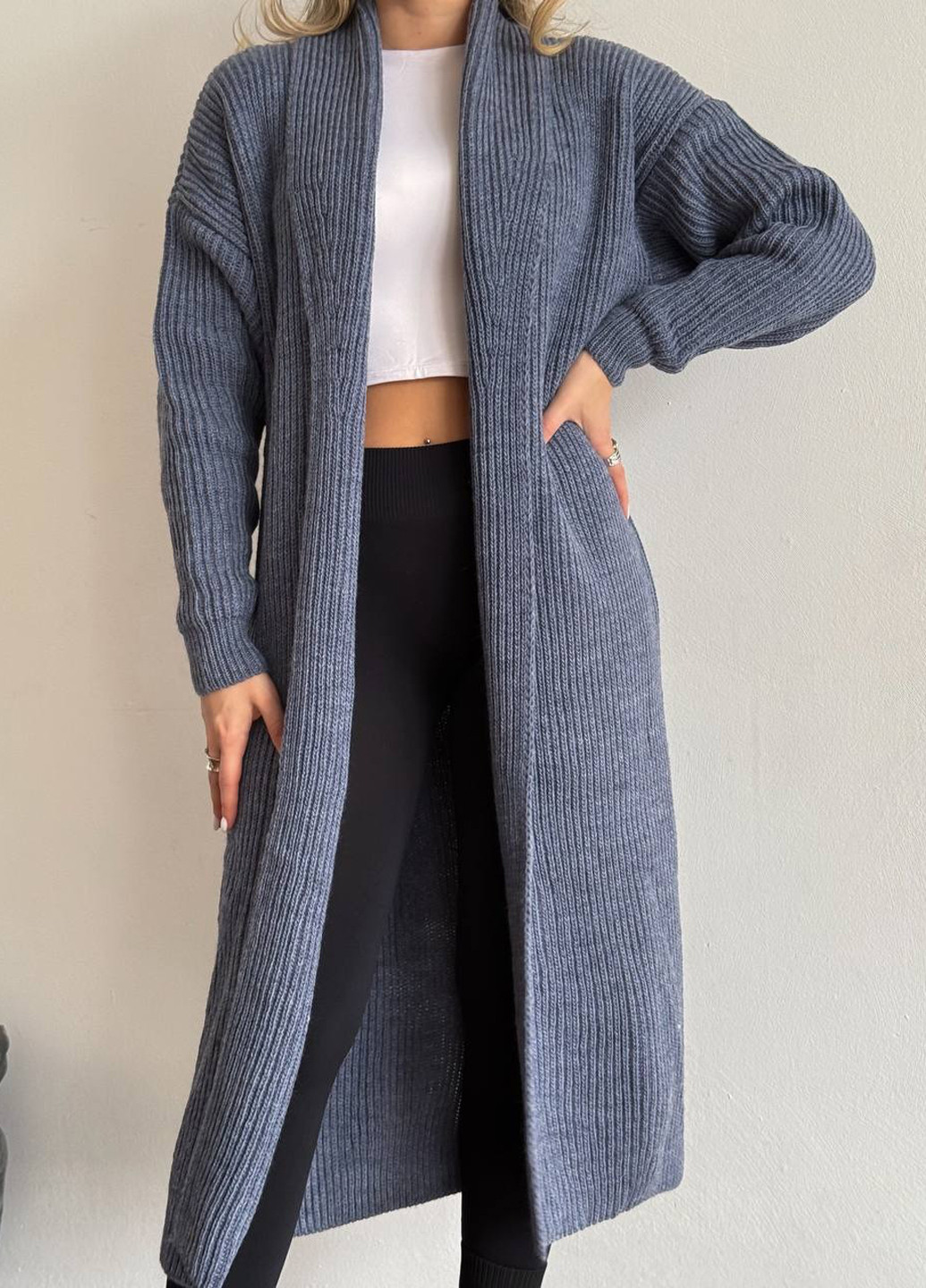 Темно-синий демисезонный кардиган No Brand