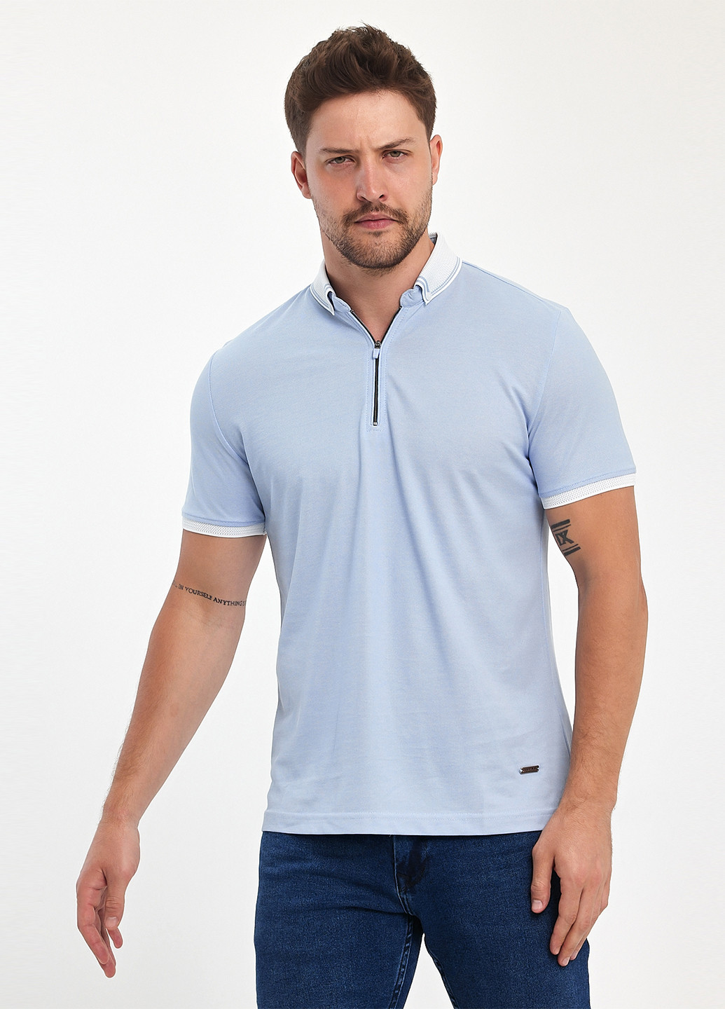 Голубой футболка-поло для мужчин Trend Collection однотонная