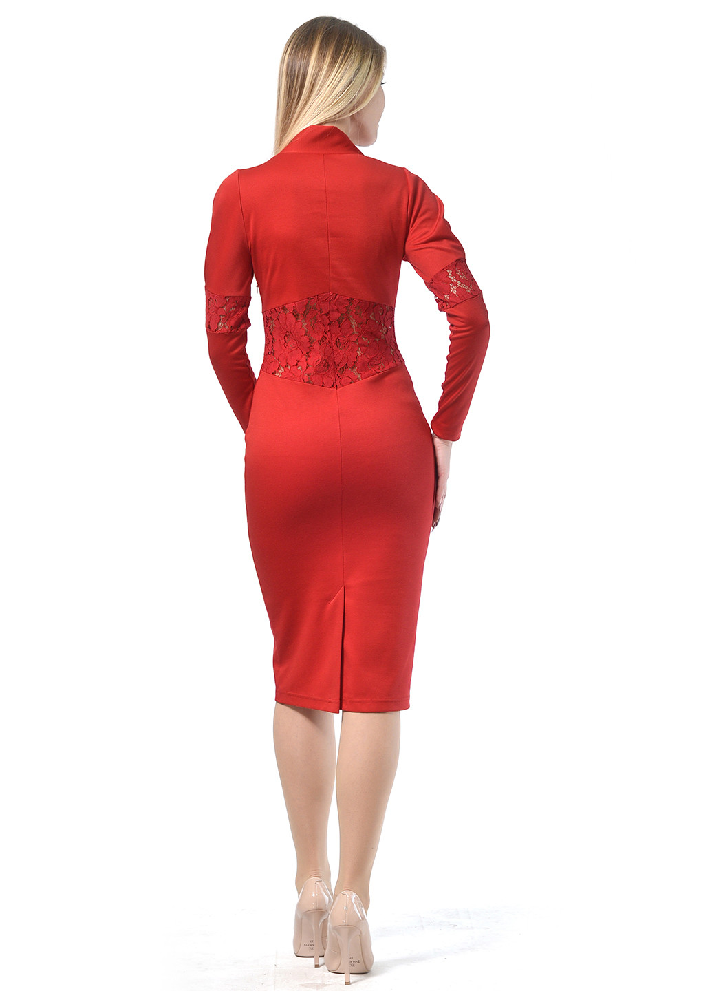 Красное кэжуал платье Lemon однотонное