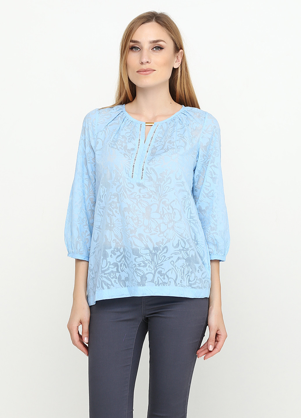 Светло-голубая демисезонная блуза с длинным рукавом Mark