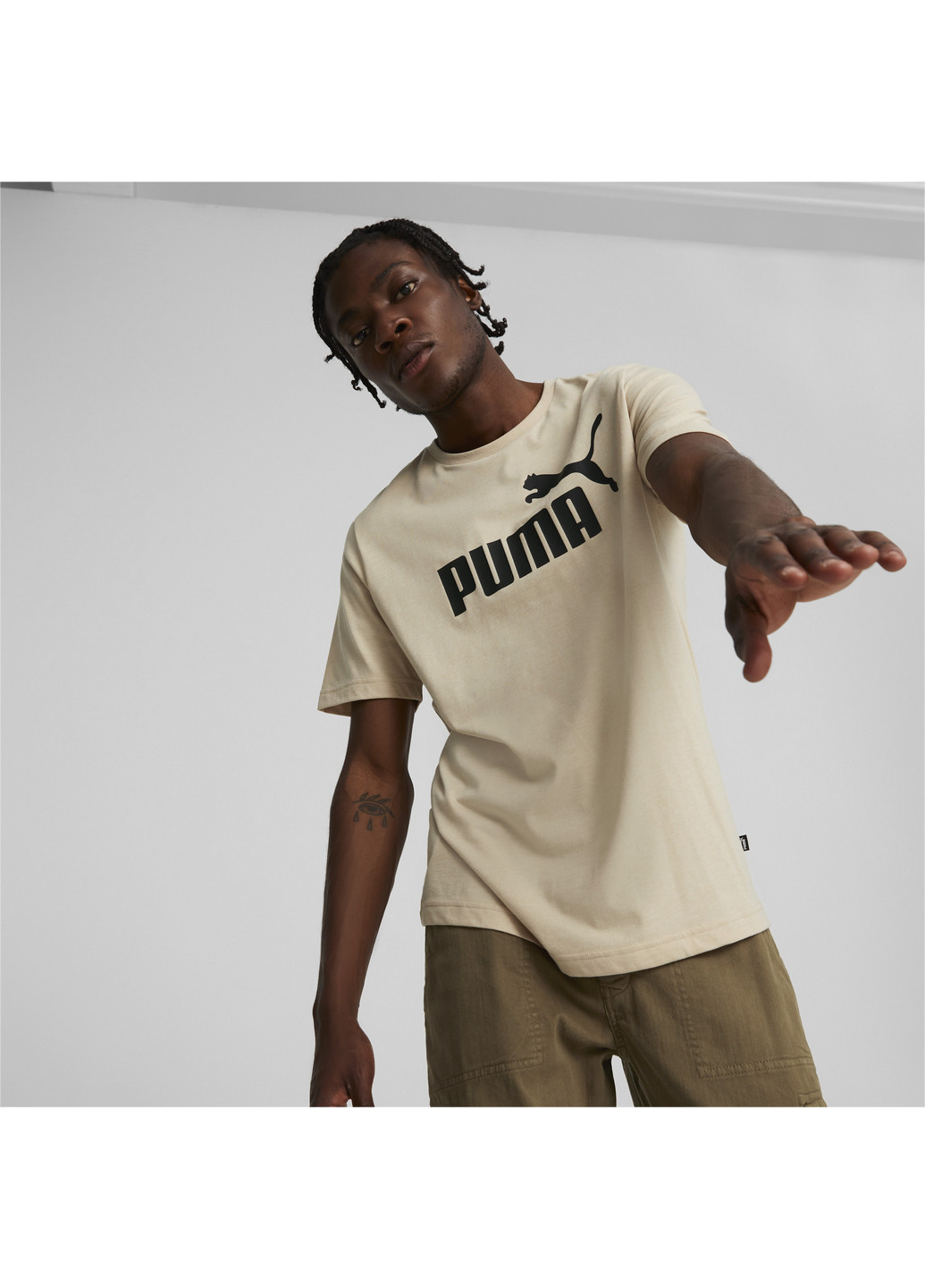 Бежевая футболка essentials heather men's tee Puma