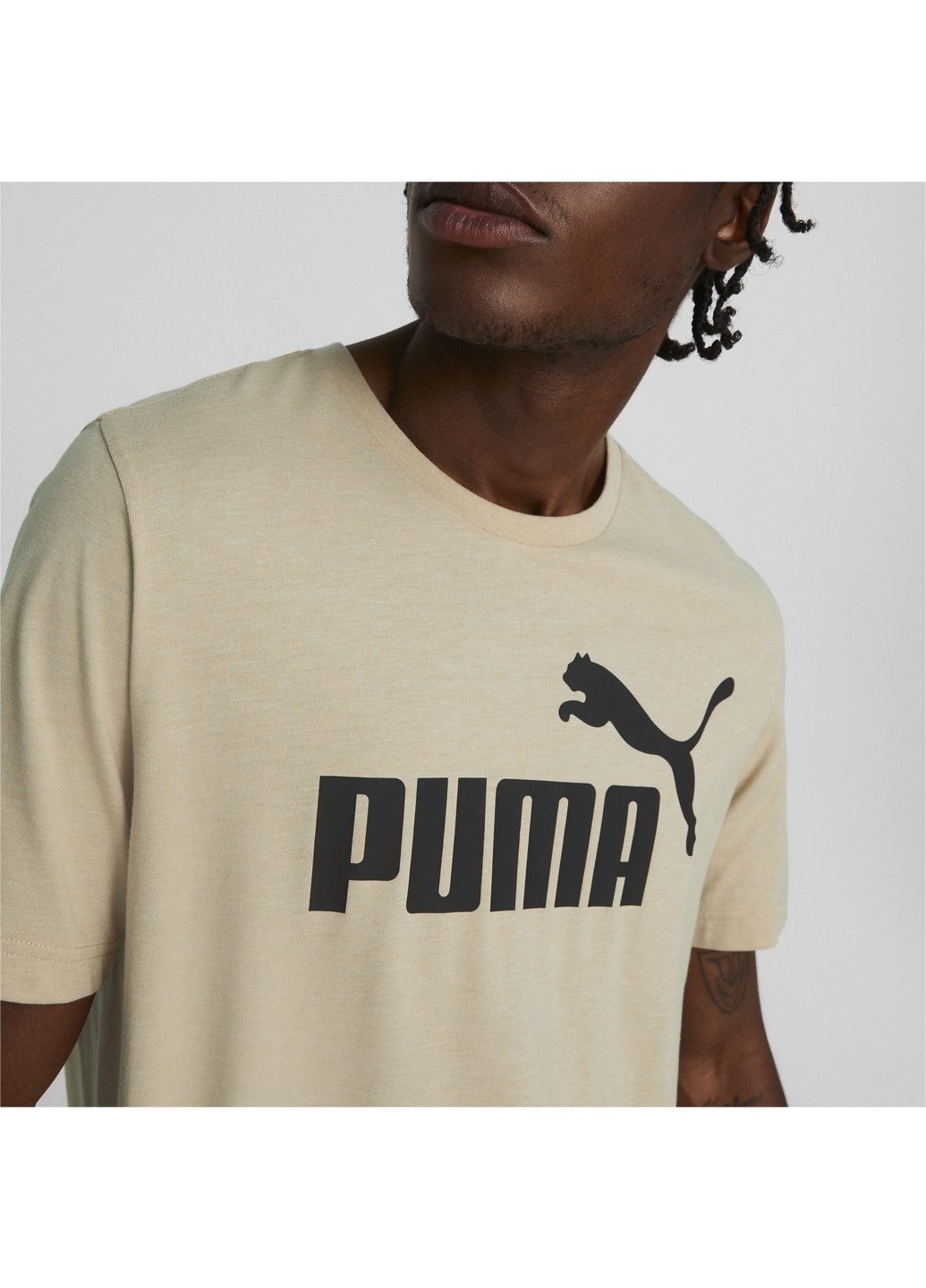 Бежевая футболка essentials heather men's tee Puma