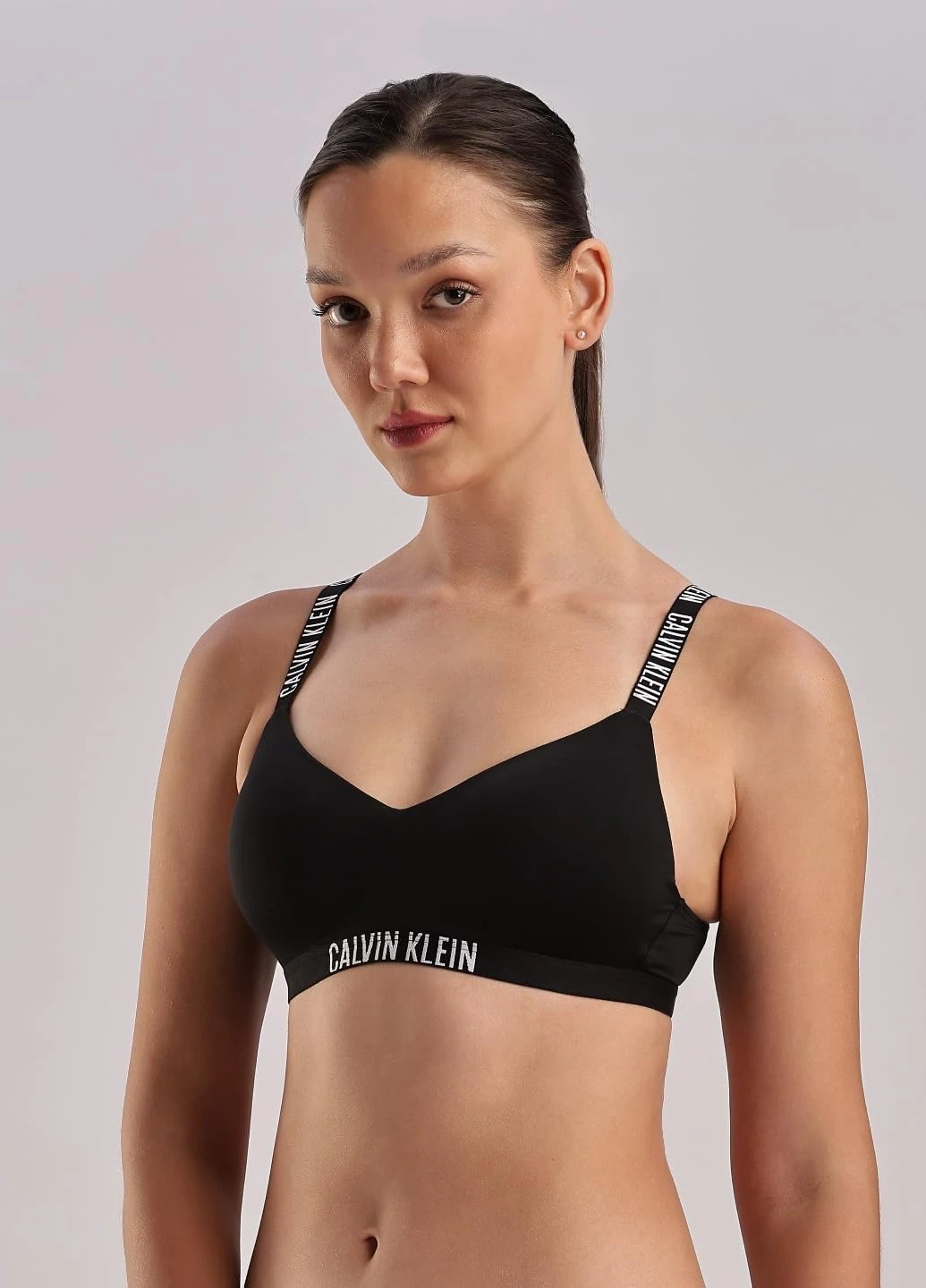 Чёрный бралетт бюстгальтер Calvin Klein без косточек полиамид