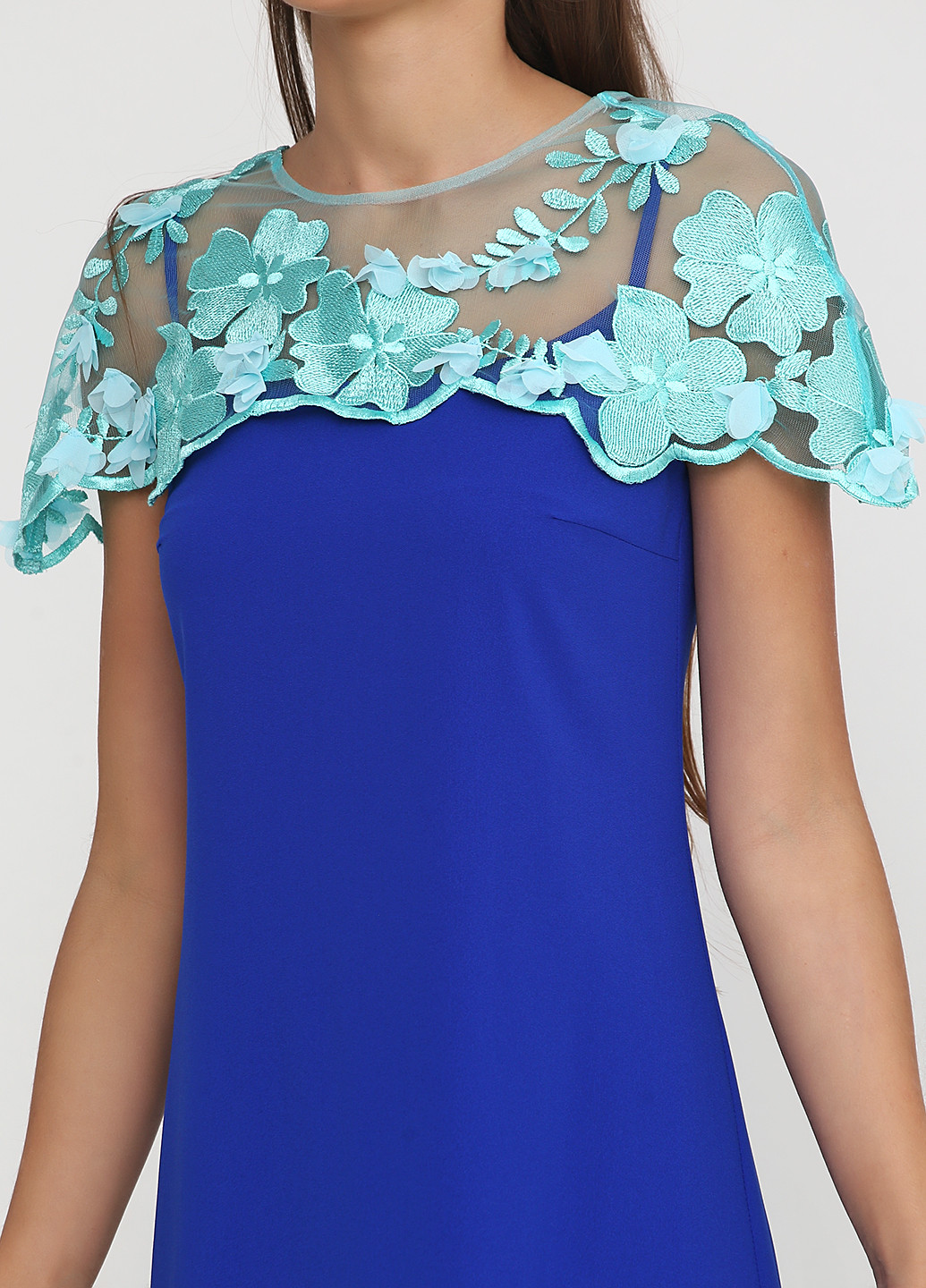 Синее коктейльное платье миди Olga Shyrai for PUBLIC&PRIVATE однотонное