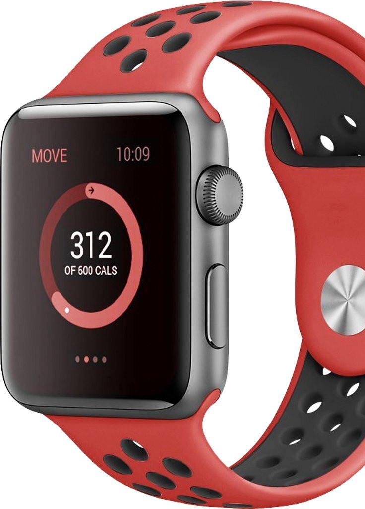 Ремінець силіконовий Nike для Apple Watch 38/40 mm black / red ARM (222374802)