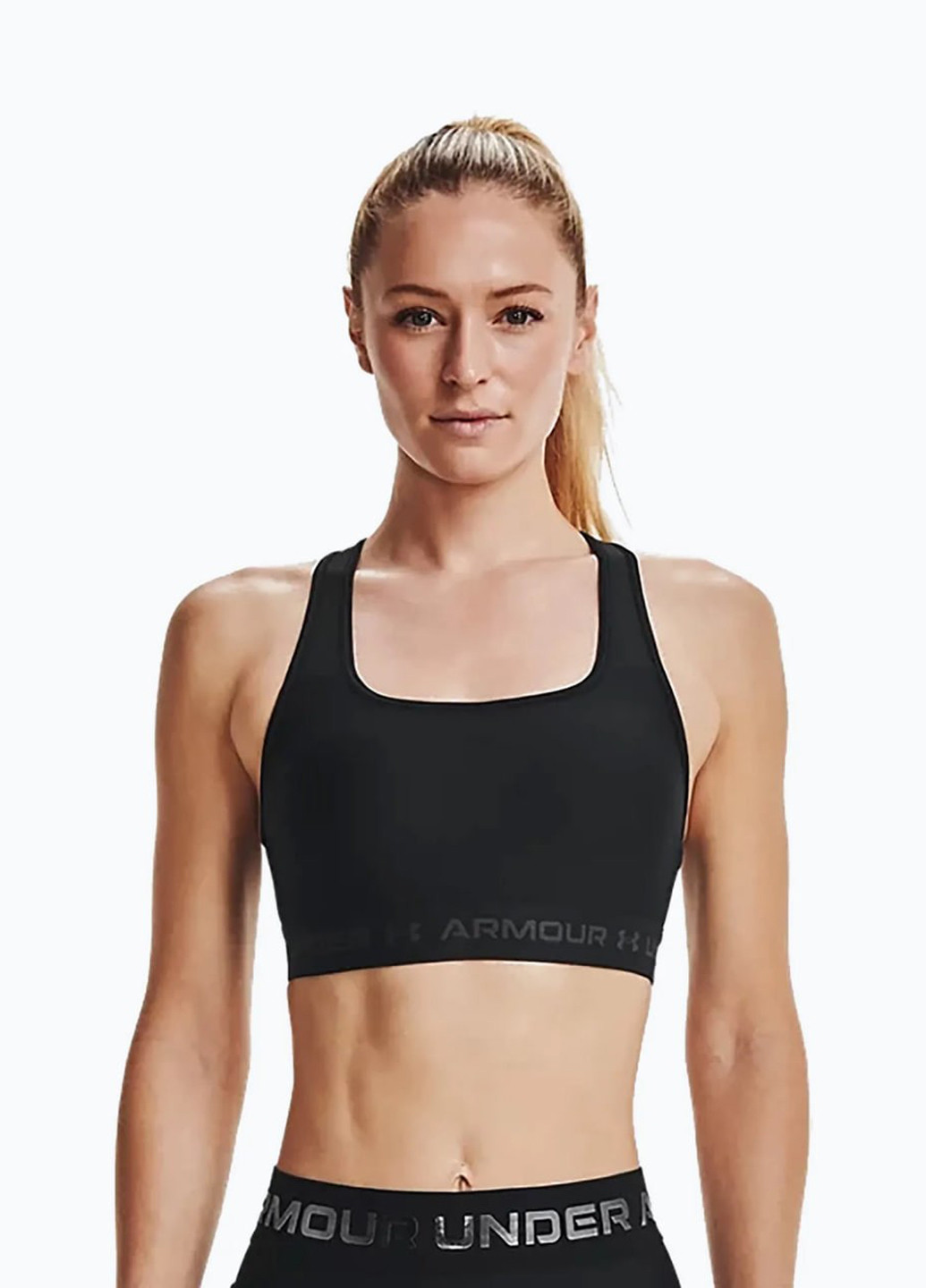 Чёрный топ бюстгальтер Under Armour без косточек полиэстер