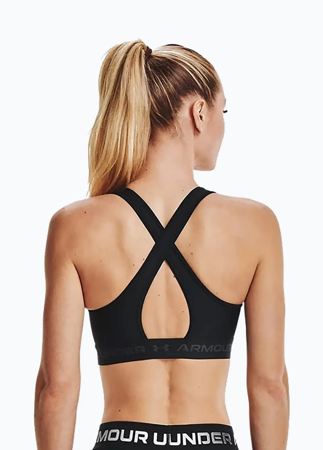 Чёрный топ бюстгальтер Under Armour без косточек полиэстер