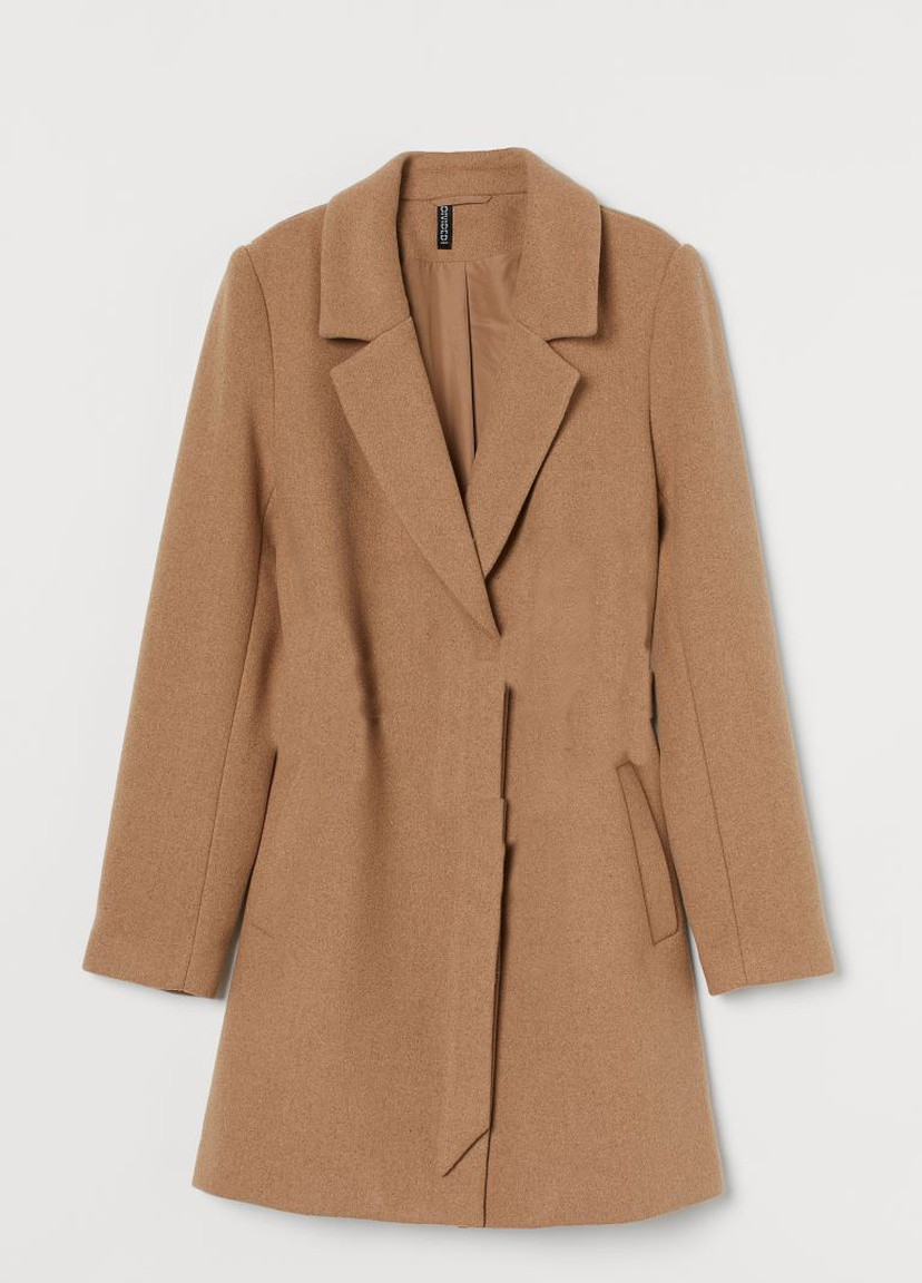 Темно-бежевое демисезонное Пальто из смесовой шерсти Темно-бежевый H&M