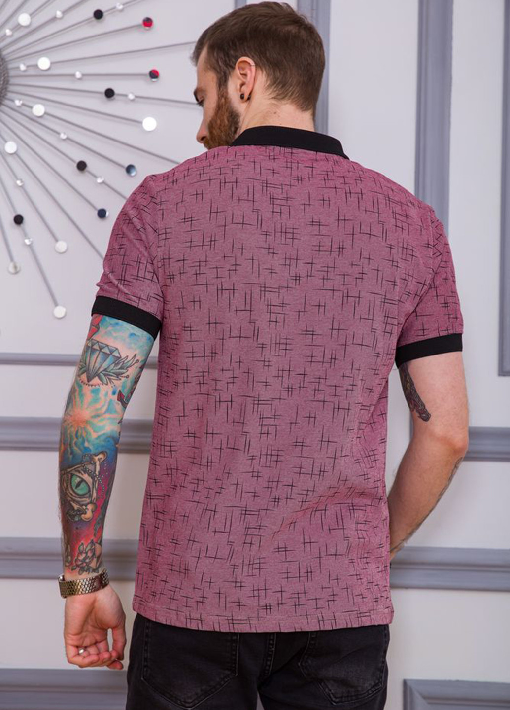 Сиреневая футболка-поло для мужчин Ager с абстрактным узором