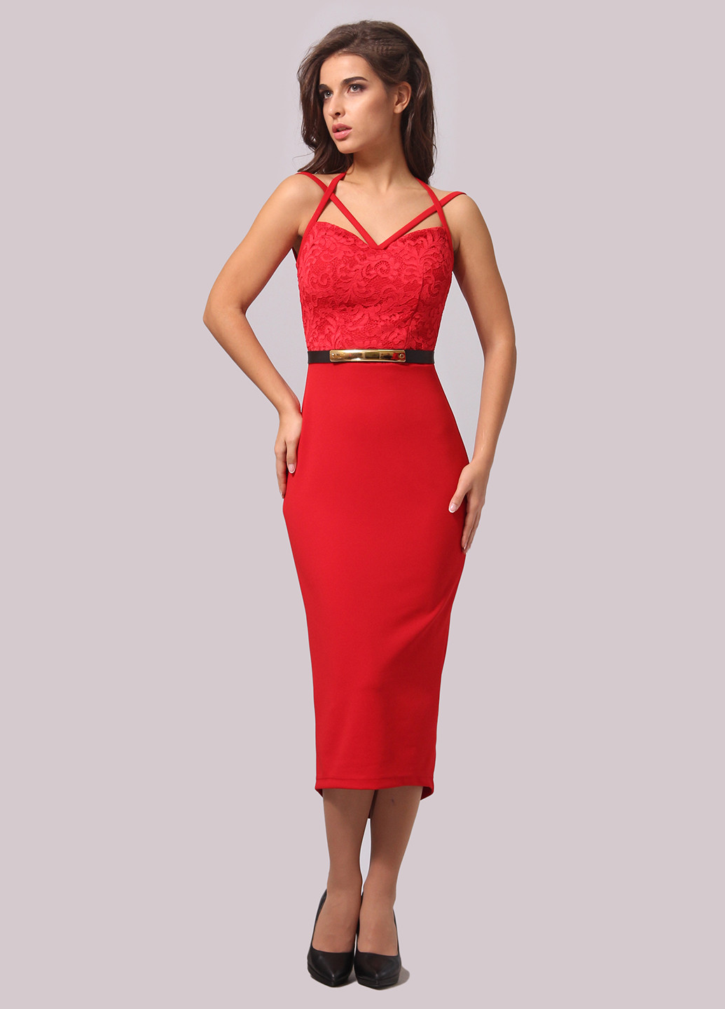 Красное коктейльное платье футляр Lila Kass
