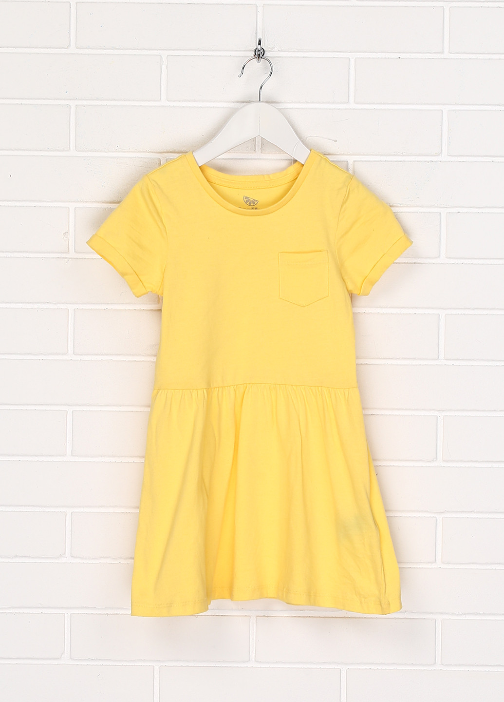 Желтое кэжуал платье с посадкой по талии Lupilu однотонное