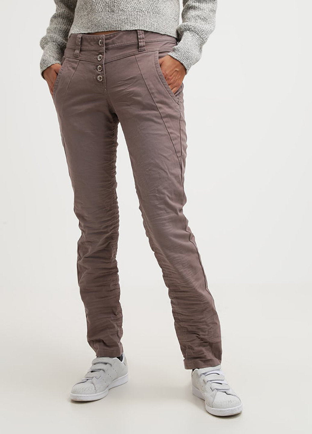 Темно-бежевые кэжуал демисезонные зауженные брюки Tom Tailor