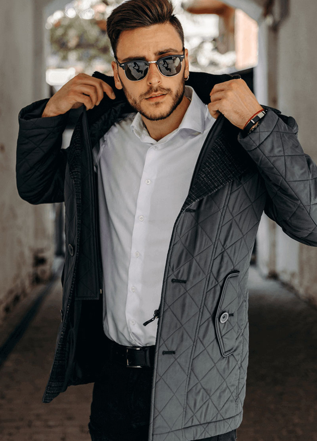 Темно-сіра демісезонна куртка куртка-піджак Sun's House