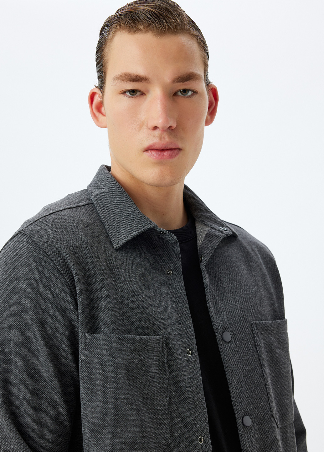 Темно-серая кэжуал рубашка меланж KOTON