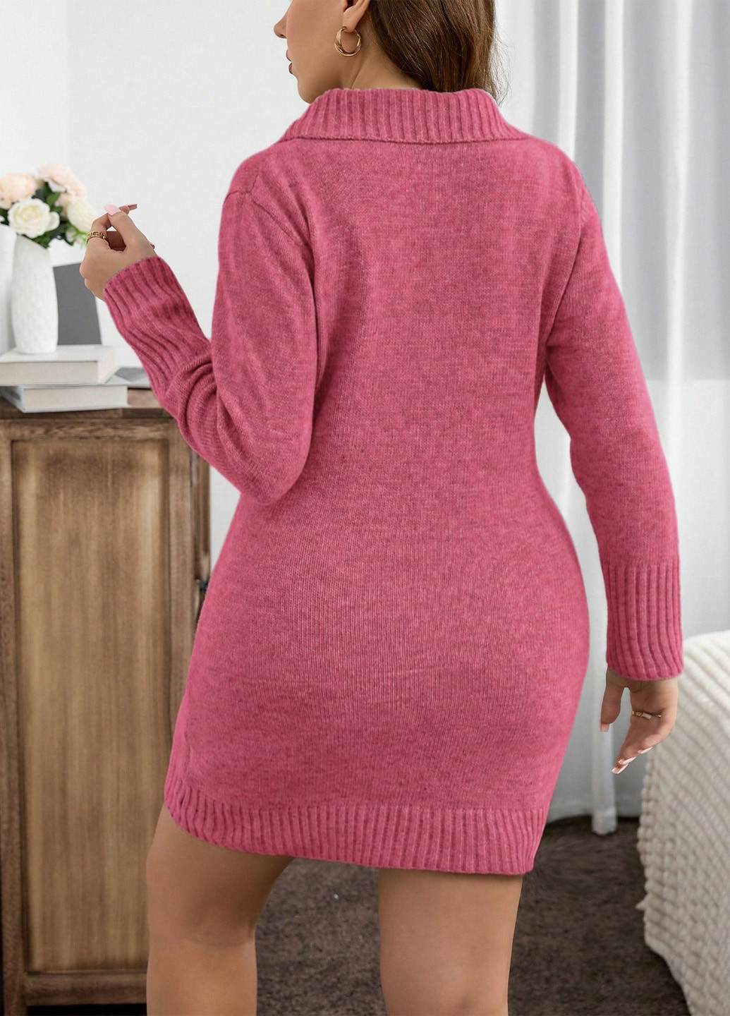 Рожева кежуал сукня сукня светр SHEIN меланжева