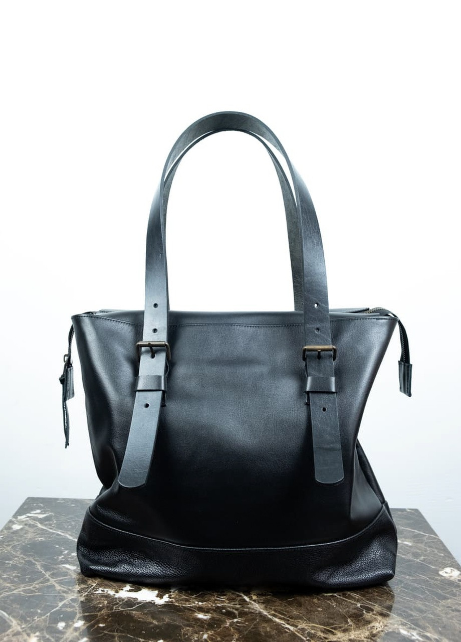 Кожаная женская сумка шоппер черная. Сумка тоут на плечо из натуральной кожи. Full moon Kozhanty (224402305)