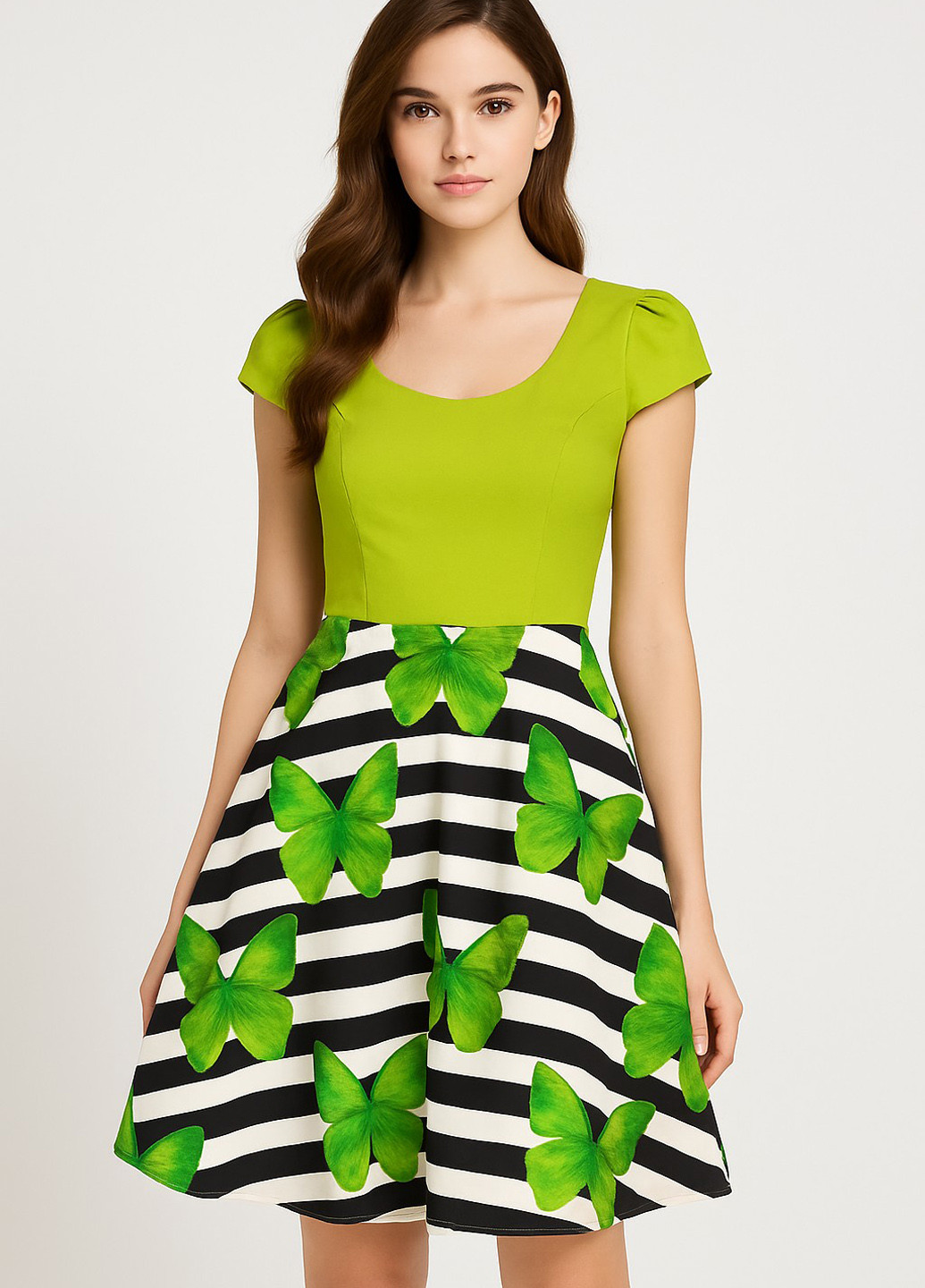 Комбінована кежуал сукня кльош Sassofono метелики