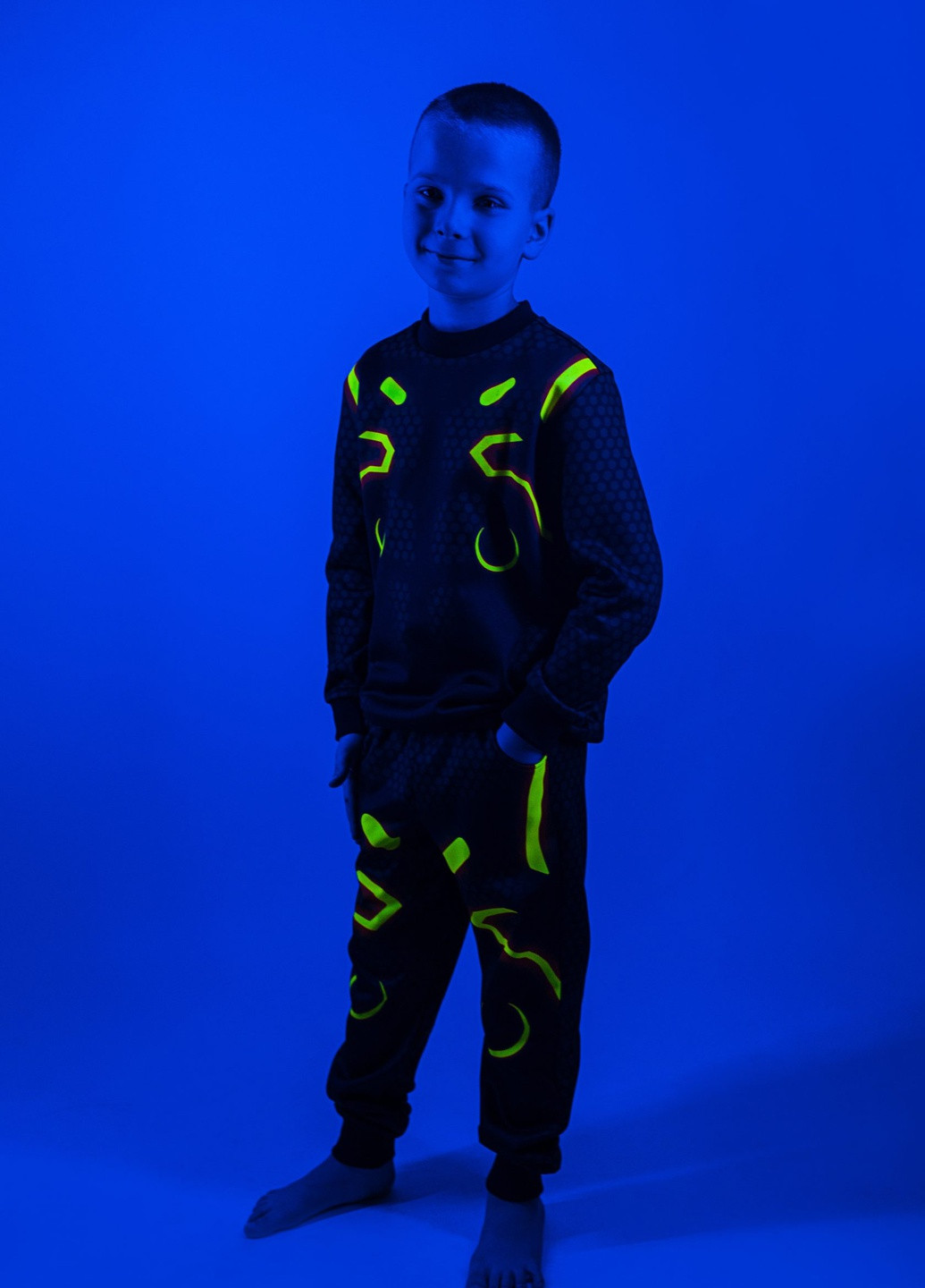 Комбинированный демисезонный костюм для мальчика на флисе светящийся флуоресцентный 3d fortnite omega брючный Marselin