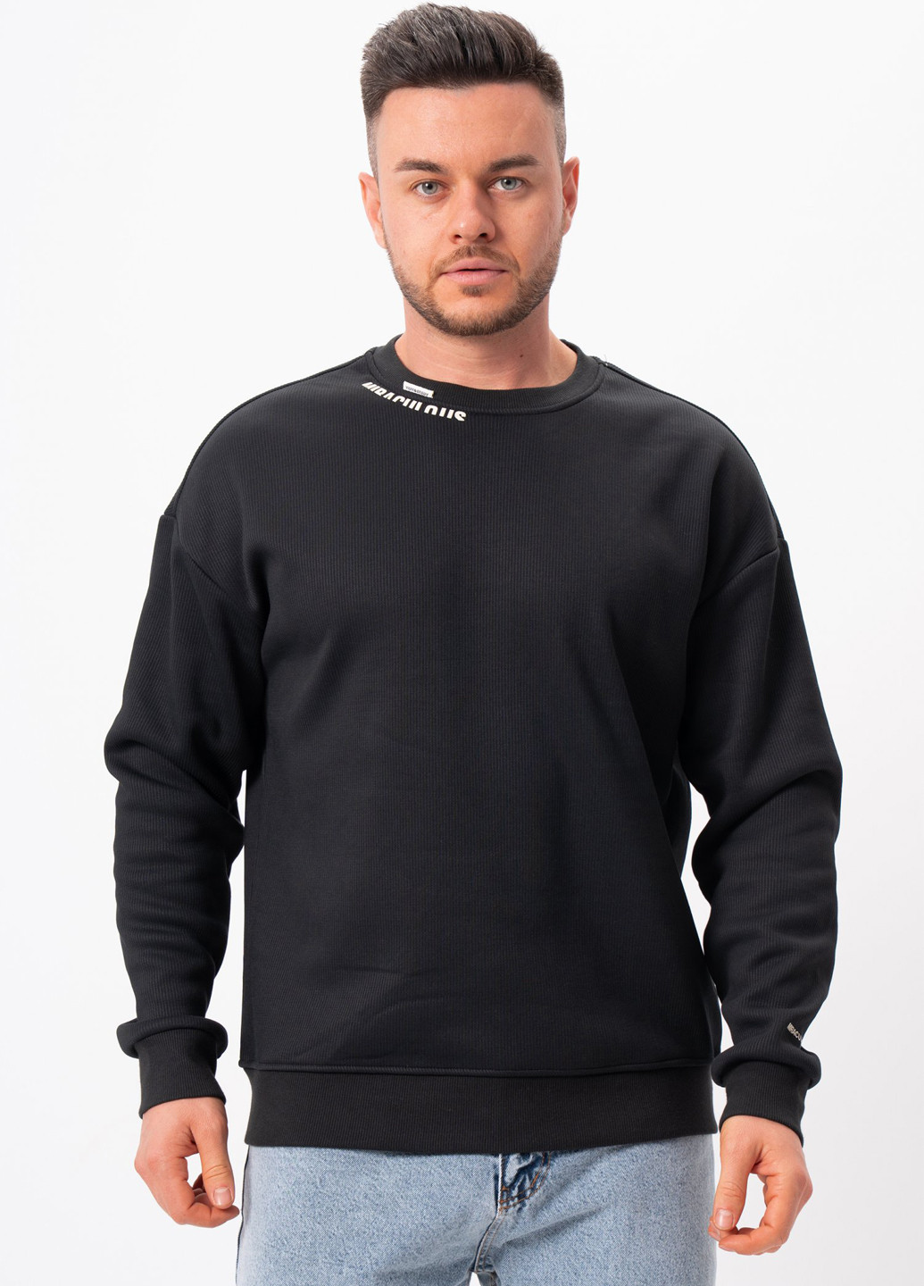 Черный свитшот Trend Collection надпись без декора (366377256)