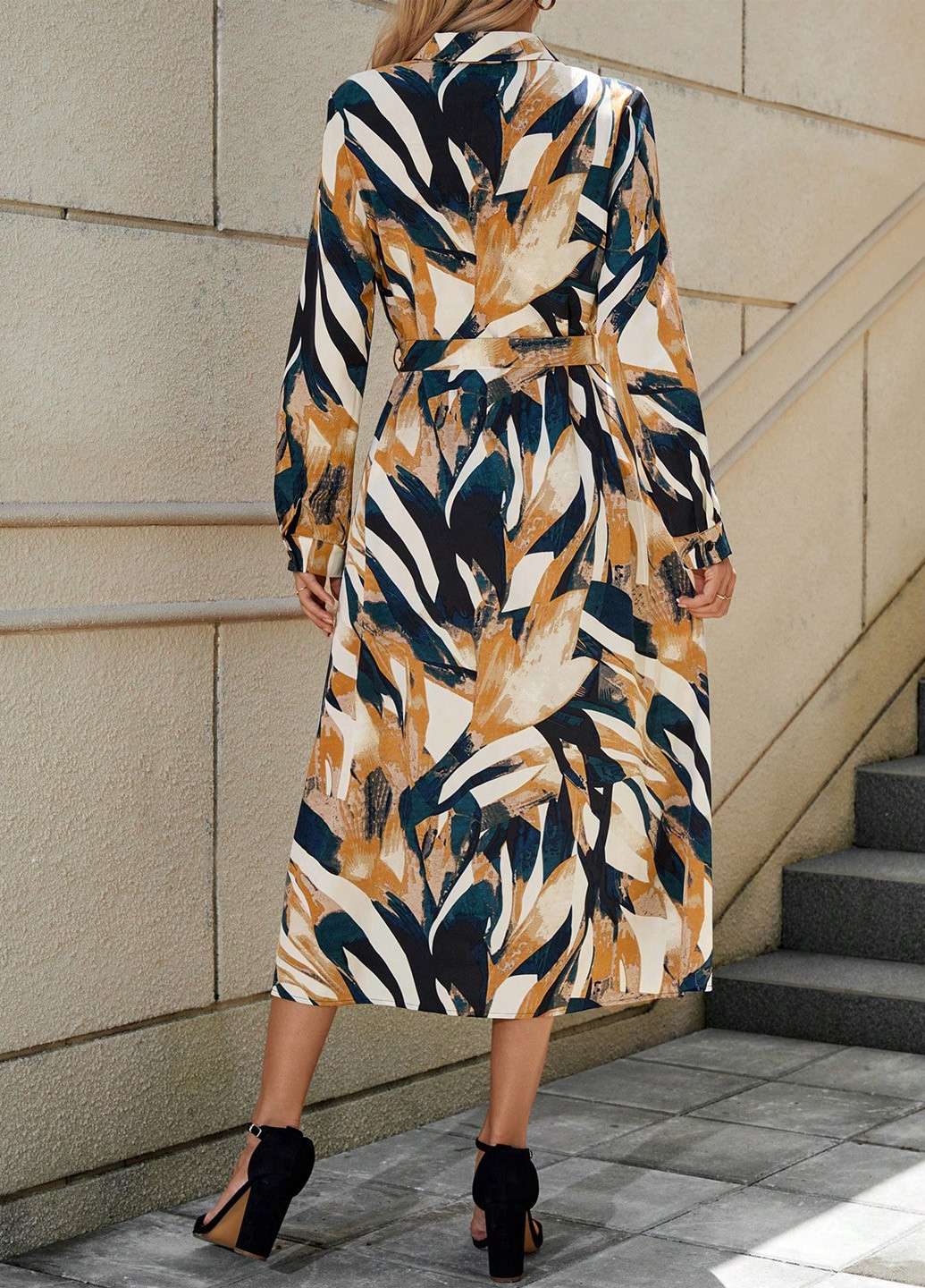 Комбінована кежуал сукня сукня-сорочка SHEIN з абстрактним візерунком