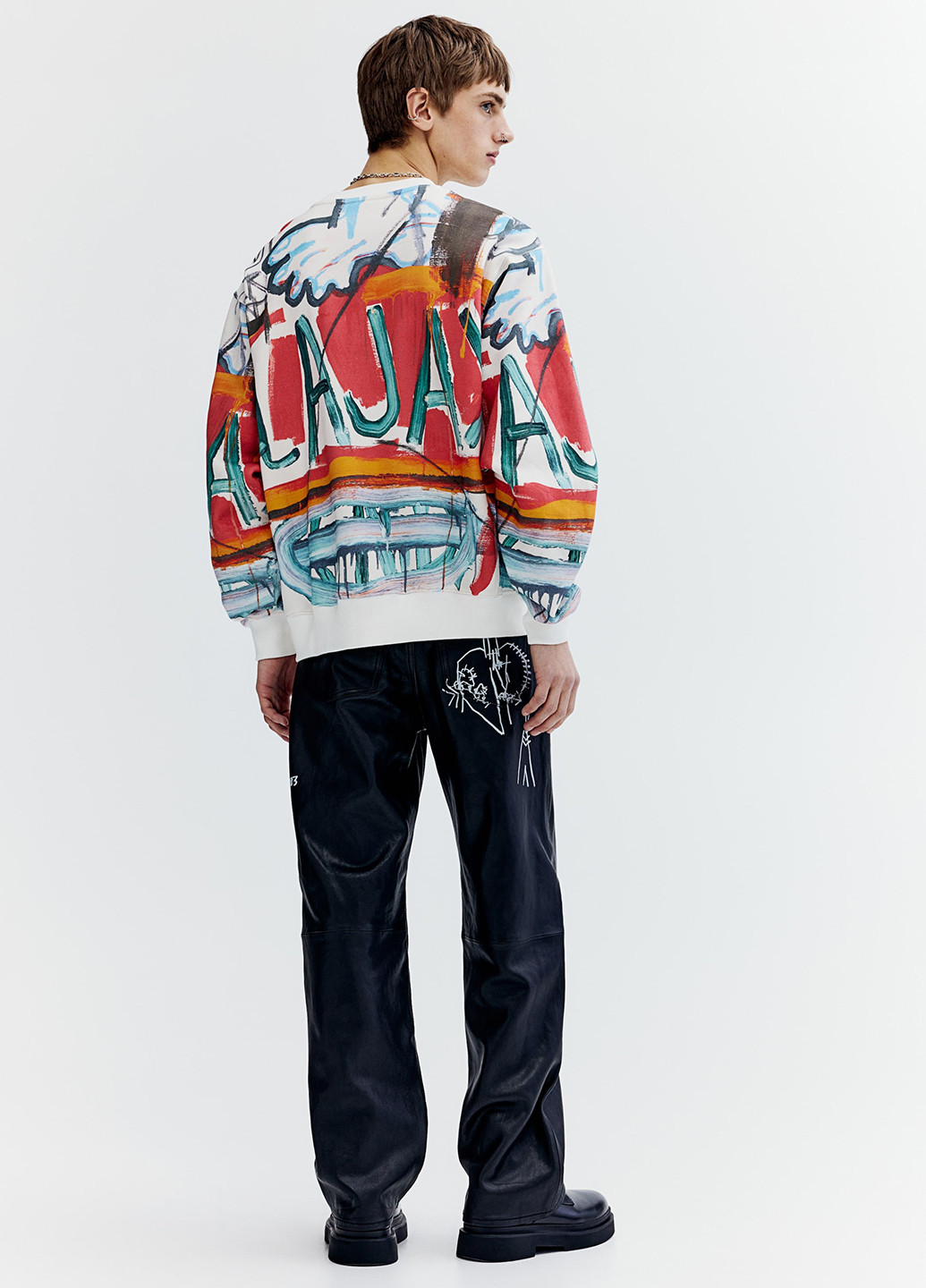 Кремовый свитшот H&M рисунок без декора (366276651)