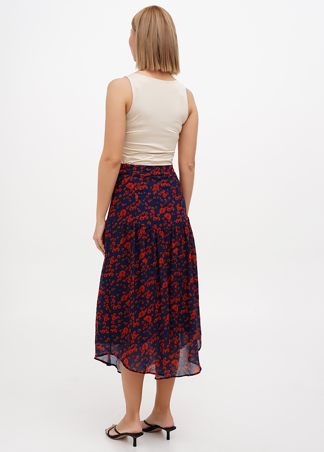 Темно-синяя кэжуал цветочной расцветки юбка Sassofono Club