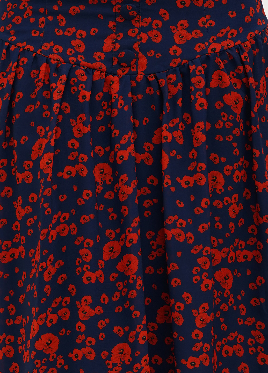 Темно-синяя кэжуал цветочной расцветки юбка Sassofono Club