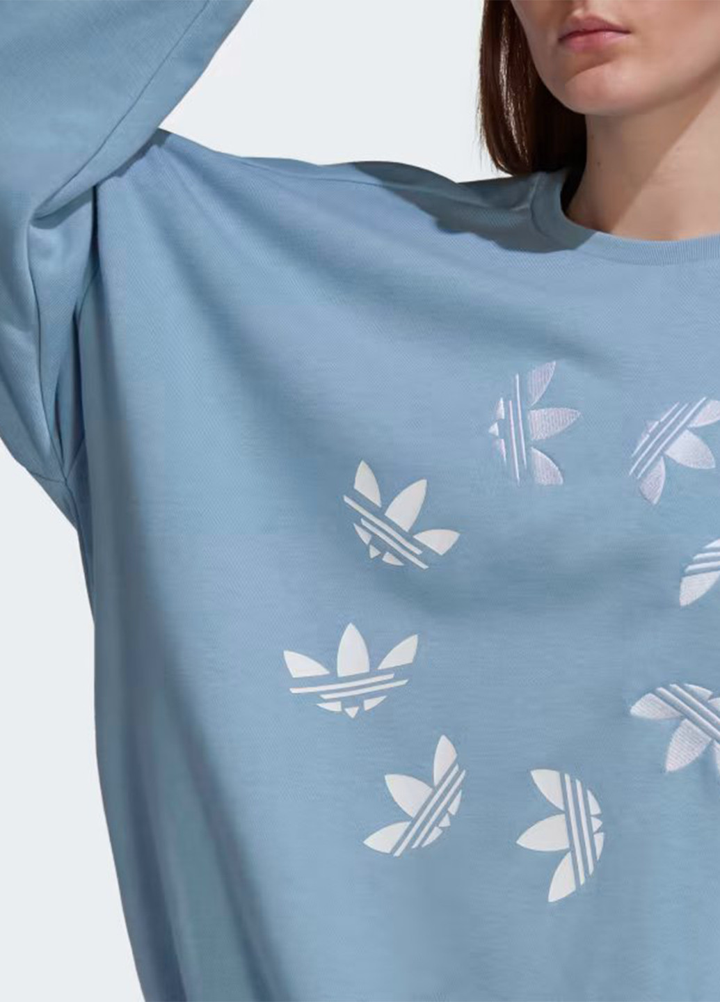 Свитшот Adidas Originals - Свободный крой логотип голубой кэжуал хлопок - (290148516)
