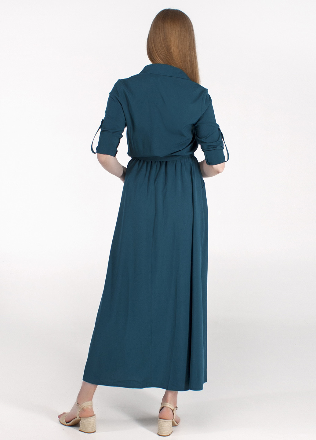 Морської хвилі кежуал сукня сорочка Viravi Wear однотонна