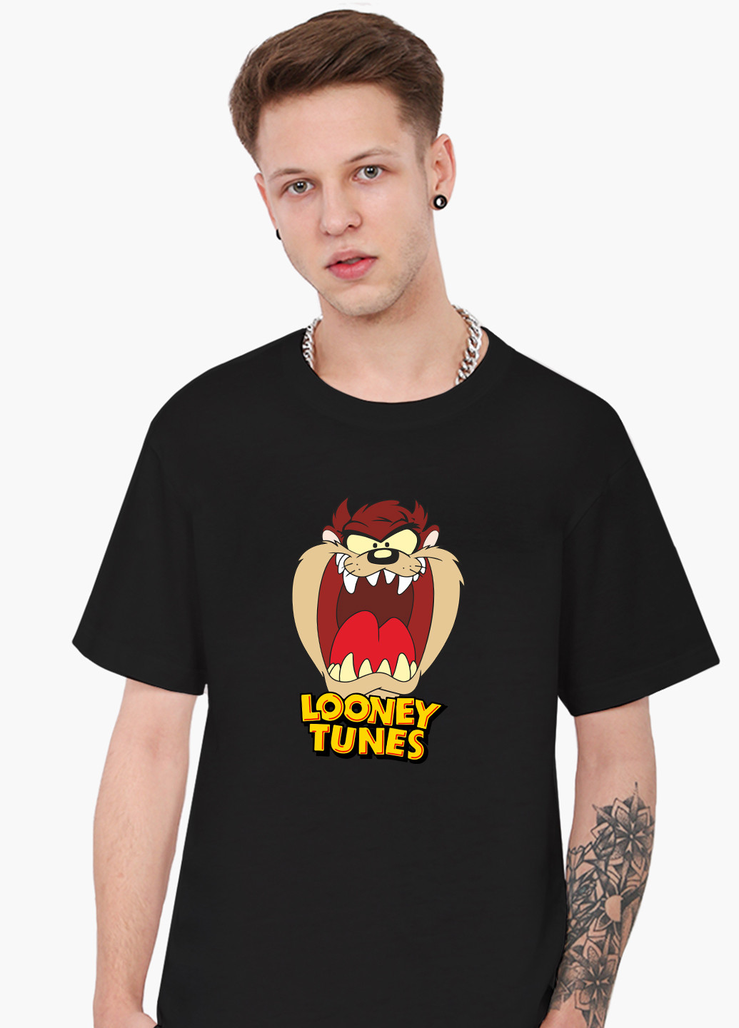 Чорна футболка чоловіча таз луні тюнз (taz looney tunes) (9223-2874-1) xxl MobiPrint