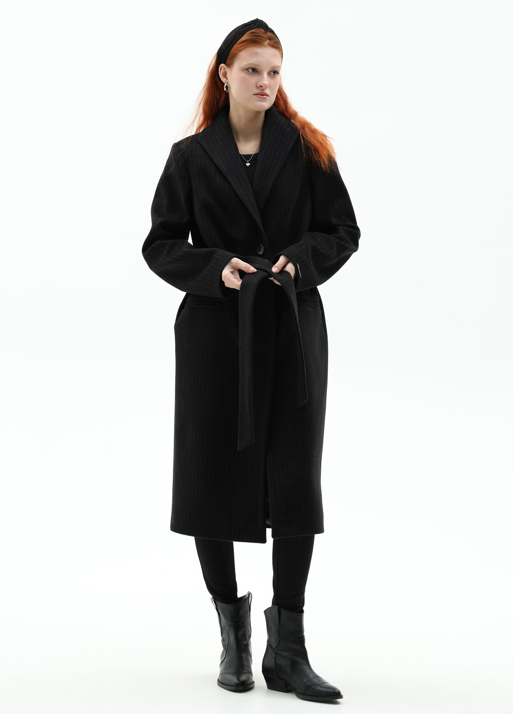 Черное демисезонное Пальто однобортное CHIUAS